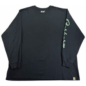 Men's XXL Carhartt Long Sleeve Loose Fit Script Sleeve Back Graphic Black Shirt